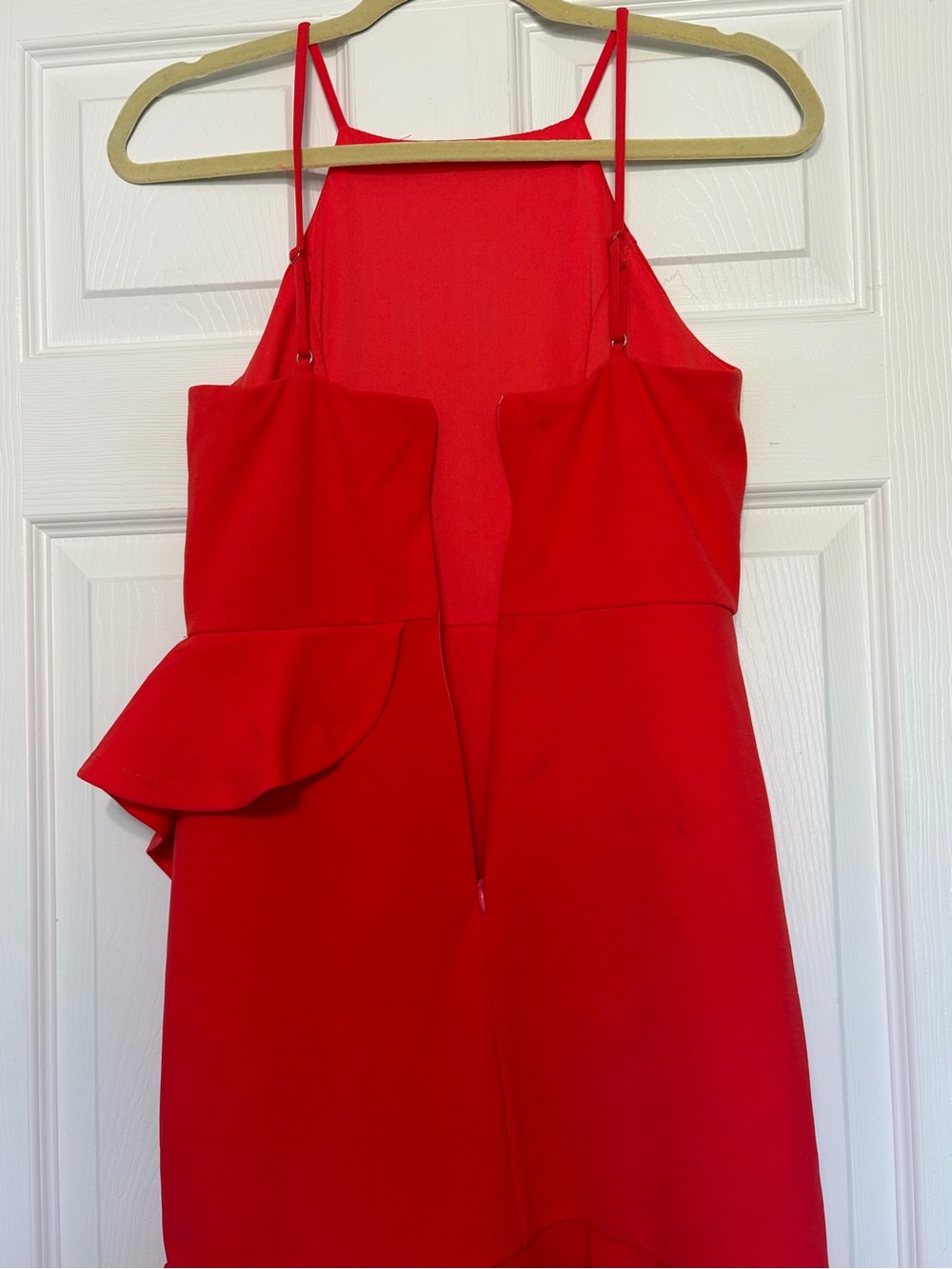 Lulu's Bright Red Ruffle Halter Mini Dress - Picture 3 of 8